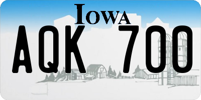 IA license plate AQK700