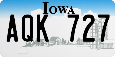 IA license plate AQK727