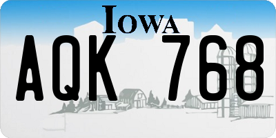 IA license plate AQK768