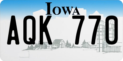 IA license plate AQK770