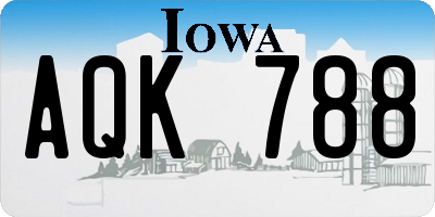 IA license plate AQK788
