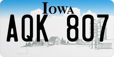 IA license plate AQK807