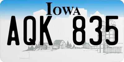 IA license plate AQK835