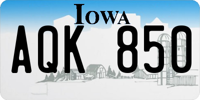 IA license plate AQK850