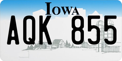 IA license plate AQK855