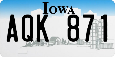 IA license plate AQK871