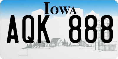 IA license plate AQK888