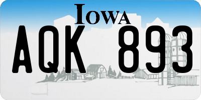 IA license plate AQK893