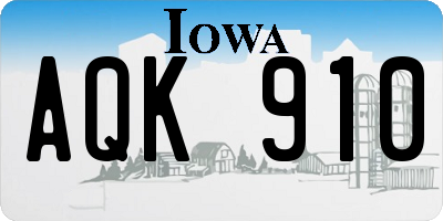 IA license plate AQK910