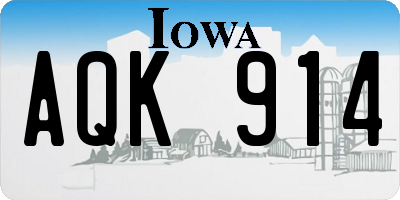 IA license plate AQK914