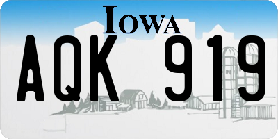 IA license plate AQK919