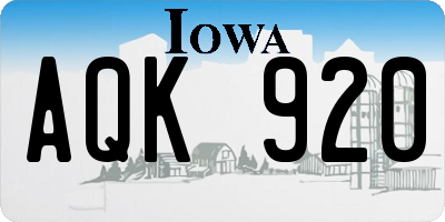 IA license plate AQK920