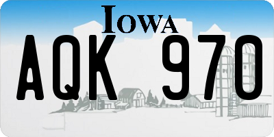 IA license plate AQK970