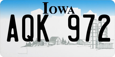 IA license plate AQK972