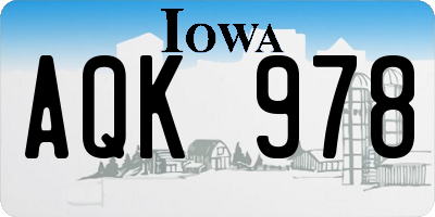 IA license plate AQK978