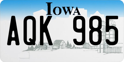 IA license plate AQK985