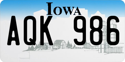 IA license plate AQK986