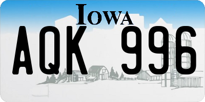 IA license plate AQK996