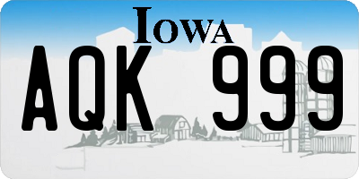 IA license plate AQK999