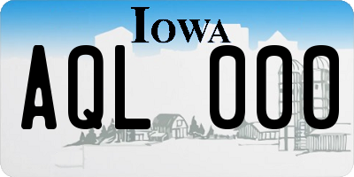 IA license plate AQL000