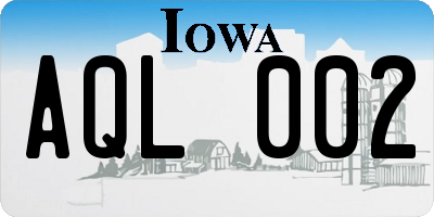 IA license plate AQL002