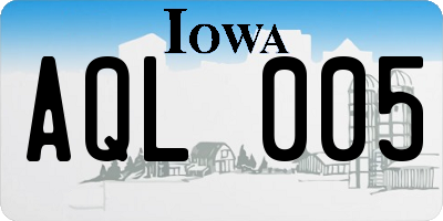 IA license plate AQL005