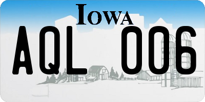 IA license plate AQL006
