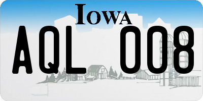 IA license plate AQL008