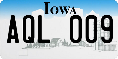 IA license plate AQL009