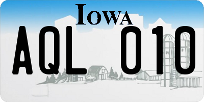 IA license plate AQL010