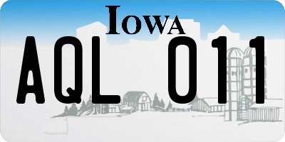 IA license plate AQL011
