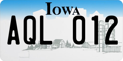IA license plate AQL012
