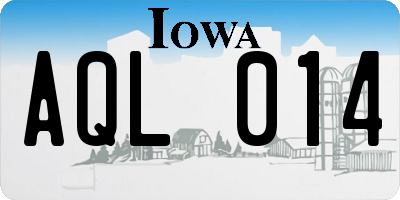 IA license plate AQL014