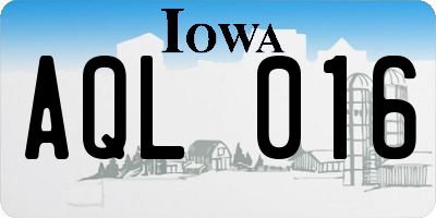 IA license plate AQL016