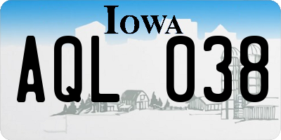 IA license plate AQL038