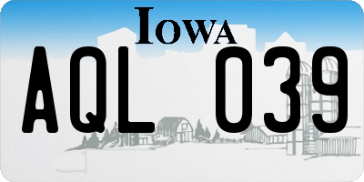 IA license plate AQL039