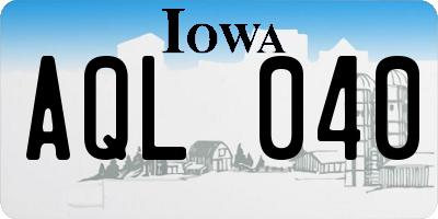 IA license plate AQL040