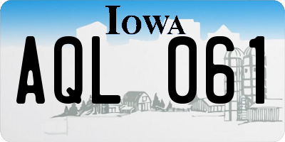IA license plate AQL061