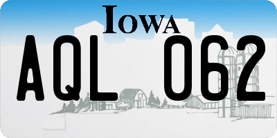 IA license plate AQL062