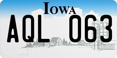 IA license plate AQL063