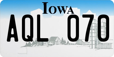 IA license plate AQL070