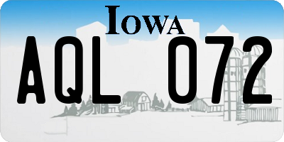 IA license plate AQL072