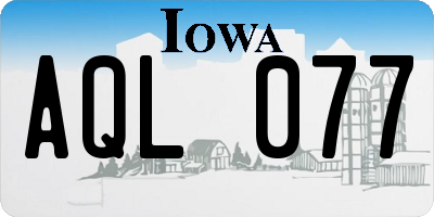 IA license plate AQL077