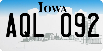 IA license plate AQL092
