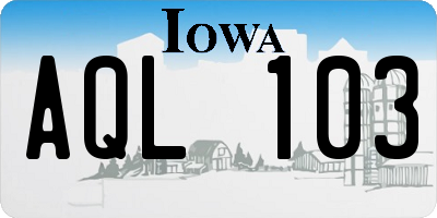 IA license plate AQL103