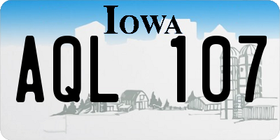 IA license plate AQL107