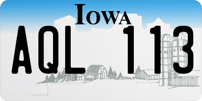 IA license plate AQL113