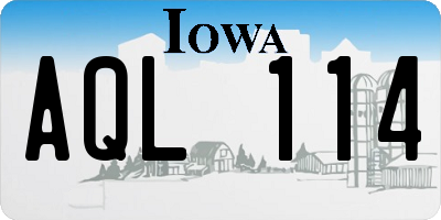 IA license plate AQL114