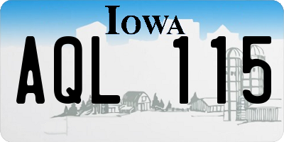 IA license plate AQL115