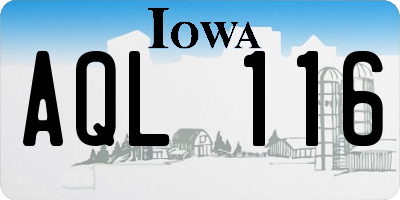 IA license plate AQL116
